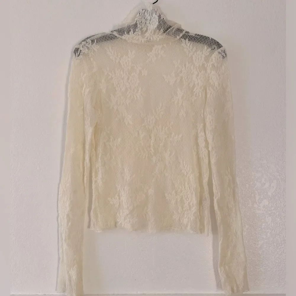 Free People Romantic lace detail mesh boho off white top S